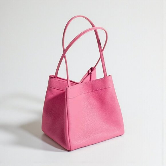 NEW Pink Leather Designer inspired bucket Bag - Picture 1 of 2